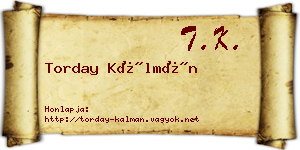 Torday Kálmán névjegykártya